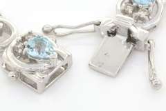 Shimmering Aquamarine & Diamond Bracelet in Sterling Silver