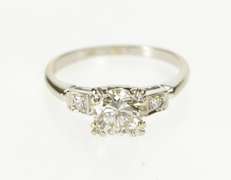 14K White Gold 1.00 Ctw Classic Three Diamond Engagement Ring
