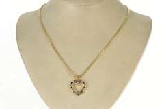 14K Yellow Gold 0.72 Ctw Diamond Sapphire Classic Heart Pendant