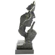 Silence Bronze Sculpture on Marble Base Figurine