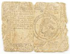 1779 Colonial Maryland - Baltimore 3 Dollars Spanish Milled Note