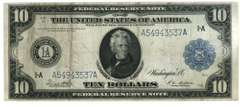 1914 Series Large Size $10 Blue Seal Fed Reserve Note