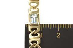 14K Yellow Gold Emerald Cut Blue Topaz Squared Chain Bracelet
