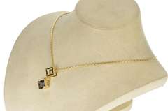 14K Yellow Gold Cushion Mystic Topaz Diamond Square Drop Pendant