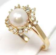 Favorite 7.25mm Pearl and Diamond Halo Ring