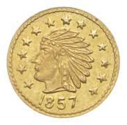 1857 Indian Head California Gold Token