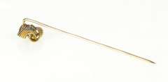 14K Yellow Gold Retro Diamond Inset Rope Knot Stick Pin