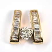 Sparkling Baguette and Round Diamond Pendant