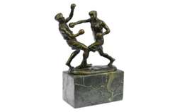 Last Round Boxing Bronze Statue on Marble Base Sculpture