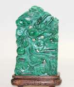 Finely Detailed Malachite Dragon Carving