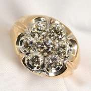 Flashy 1.5 Carat Man's Diamond Cluster