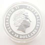 2011 Australia 30 Dollars - 1kg .999 Silver Kookaburra - Hockey Puck
