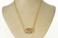 14K Yellow Gold Antique Sapphire Diamond Crown Bracelet Charm/Pendant