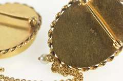 14K Yellow Gold Victorian Painted Lady Portrait Chain Pin/Brooch