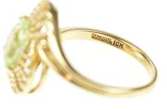 10K Yellow Gold 1960's Lime Quartz Rope Filigree Cocktail Ring