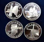 Lot Of 4 Sterling Silver State Medals