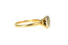 10K Yellow Gold Squared Retro Diamond Cluster Raised Ring