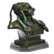 Indian Native American Chief Eagle Bust Bronze Statue