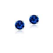 Sterling Silver .7ct Created Sapphire Stud Earrings, 4mm