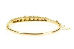 14K Yellow Gold Victorian Opal Diamond Scrollwork Bangle Bracelet