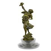 Greek Lady Girl Water Jug Vase Bronze Sculpture