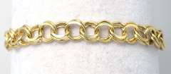 Sweet Double-Linked Charm Bracelet in 14KT Yellow Gold