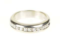 14K White Gold Channel Inset Classic Diamond Wedding Band Ring