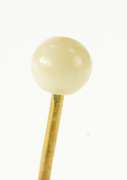 18K Yellow Gold Round White Stone Sphere Victorian Stick Pin