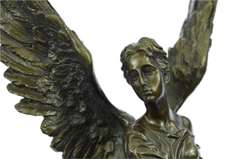 Angel Religion Bronze Statue Marble Base