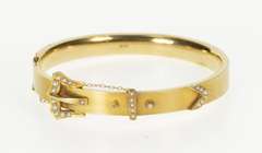 14K Yellow Gold Victorian Seed Pearl Belt Buckle Bangle Bracelet