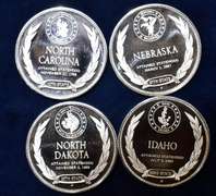 Lot Of 4 Sterling Silver State Medals