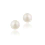 Sterling Silver Freshwater Cultured 7-7.5mm White Pearl Stud Earrings