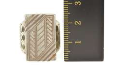 Sterling Silver Squared Geometric Ornate Statement Signet Ring
