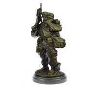American Soldier Bronze Sculpture on Marble Base Figure