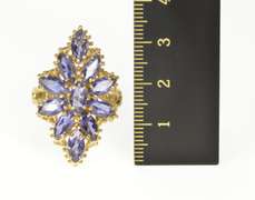 10K Yellow Gold Marquise Amethyst Ornate Cocktail Statement Ring