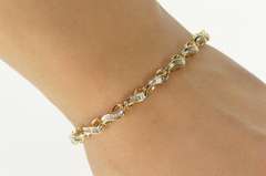 10K Yellow Gold Baguette Diamond Wavy Loop Link Tennis Bracelet