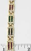 Colorful 14K Emerald, Sapphire, Ruby and Diamond  Bracelet