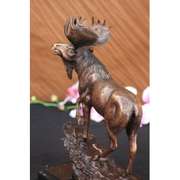 Male Moose Hunting Bronze Sculpture