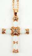 Stunning Rose Gold Plated Opal Cross
