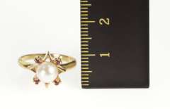 10K Yellow Gold Retro Pearl Ruby Star Cluster Statement Ring