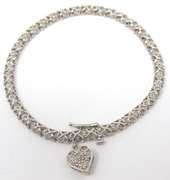Charming Diamond Line Bracelet w Heart Charm
