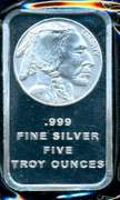 Impressive Buffalo Nickel design 5 Troy Oz .999 silver