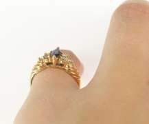 14K Yellow Gold 0.51 Ctw Marquise Sapphire Diamond Engagement Ring