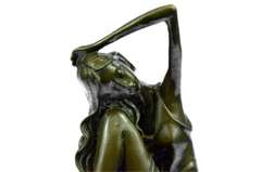 Sitting Woman Bronze Statue Marble Base