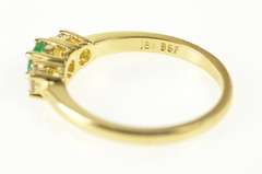 18K Yellow Gold 0.83 Ctw Emerald Diamond Accent Engagement Ring