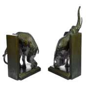 Pair of Elephant Bookends Bronze Sculpture