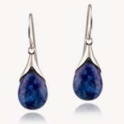 Sterling Silver Sodalite Teardrop Dangle Earrings