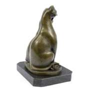 Two Cat on Marble Base Bronze Figurine