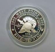 2002 United States Military Academy Commemorative Proof Silver Dollar.