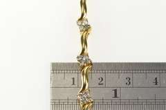 14K Yellow Gold 1.56 Ctw Floral Diamond Cluster Wavy Tennis Bracelet